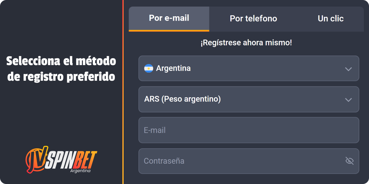 Elija el tipo de registro - JV Casino