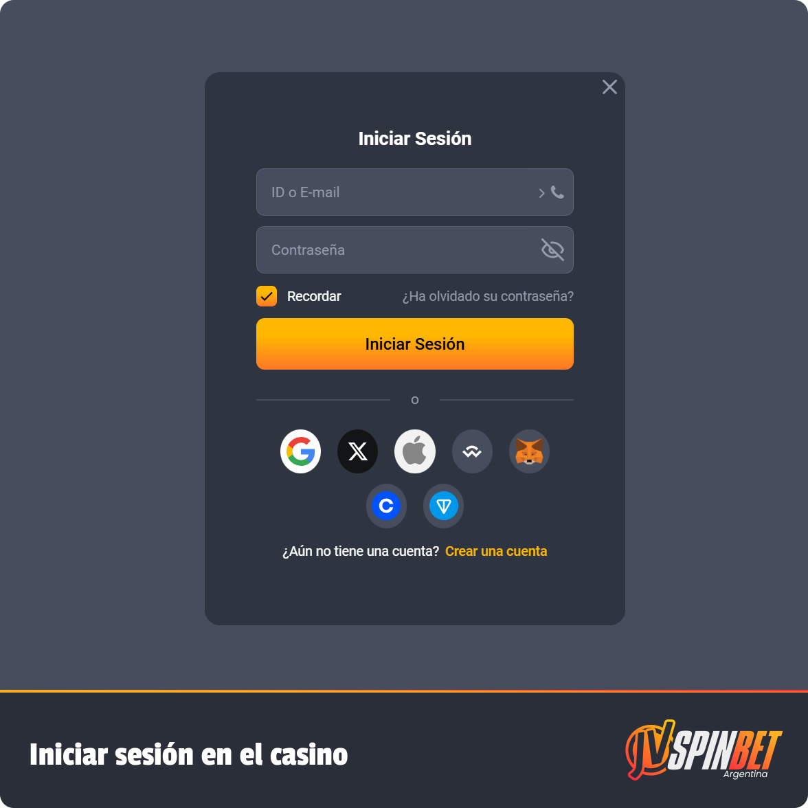 Para iniciar sesión en JV Spin Casino, presione el botón en el encabezado y complete toda la información necesaria