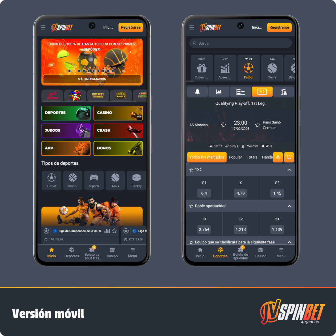 Los jugadores argentinos pueden usar fácilmente JV Spin Mobile.